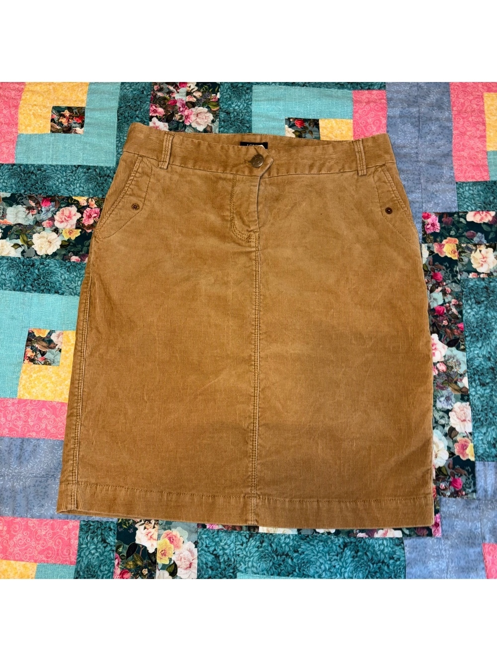 J.Crew $98 Stretch Woman’s 0 Camel Brown Corduroy Pencil Skirt Size 0 Tan Brown - Picture 2 of 9